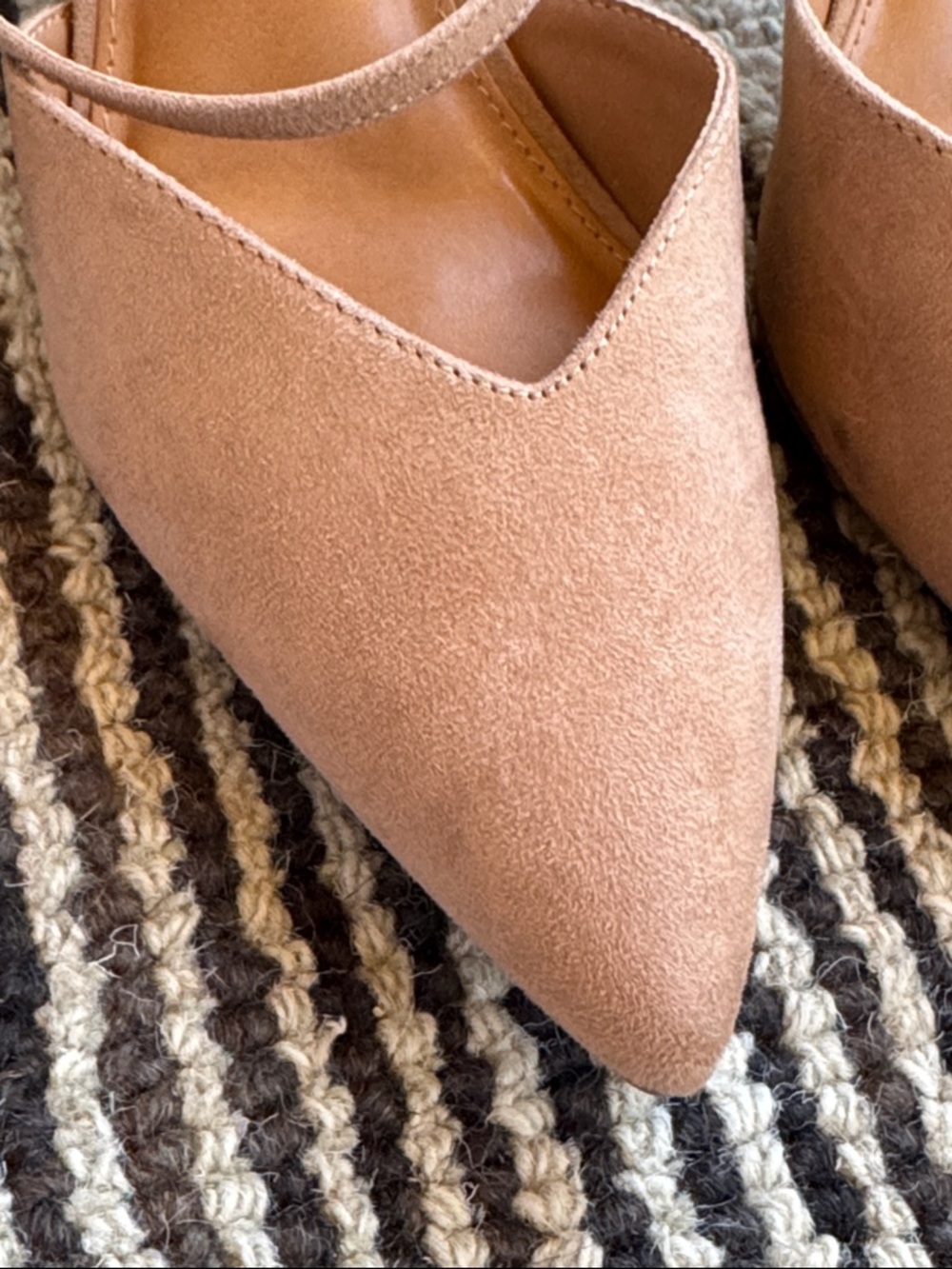 Dolce Vita Nude Tan Suede Pointed Toe Mules with Ankle Strap - Picture 5 of 7